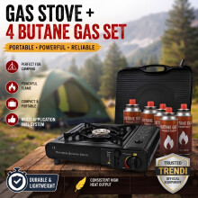 Portable Camping Gas Stove & Butane Gas Bottles Canisters Set for Cookers Heater