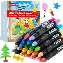 SYNCFUN 24 Pcs Twistable Silky Crayons, Washable Crayons for Paper Glass Mirrow Window, Easy to Hold & Quick-Drying Art Supplies, Non-Toxic