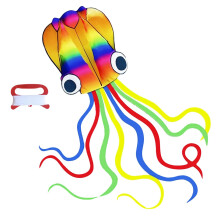 Rainbow Soft Octopus Kites, Long Colorful Tail Easy to Fly Come with Handle and 100 meters Flying String