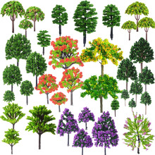 Cayway 53 PCS Miniature Trees Mixed Model Trees, Mixed Colors Trees for Model Train Scenery, Fake Trees for Building Model