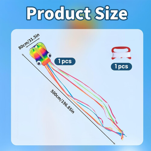 Rainbow Soft Octopus Kites, Long Colorful Tail Easy to Fly Come with Handle and 100 meters Flying String 1