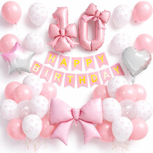 Pink Bow 10th Birthday Decorations for Girls, Giant Bows Balloon Number 10