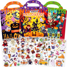 Elfew 3 Pack Halloween Reusable Sticker Book for Toddlers 2 3 4 Years