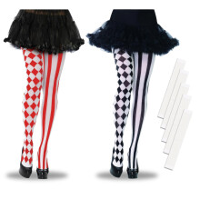Women's Overknee Stockings, 2 Pairs of Two-Tone Striped Tights with 36 Non-Slip Patches, Clown Costume, Ideal for Circus, Cosplay