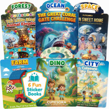 6-Set Reusable Jelly Sticker Books for Toddlers Ages 3-6