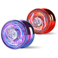 2-Pack Light Up Yoyo for Kids, Magic Yoyo Set with Red & Purple LED Lights, Beginner Friendly