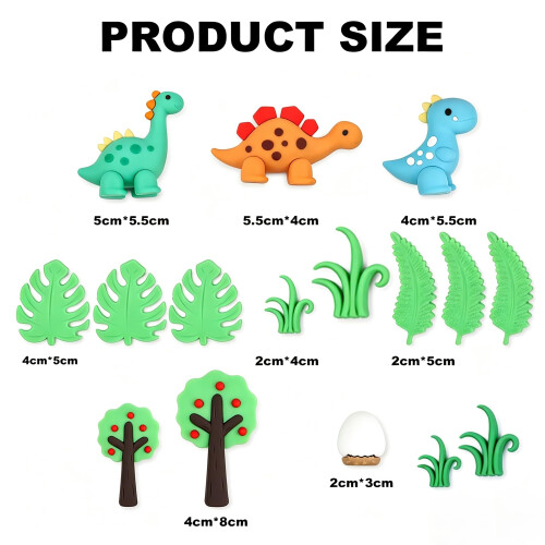 16Pcs Dinosaurs Cake Decoration, 3D Jungle Dino Egg Leaf Tree Decor 1