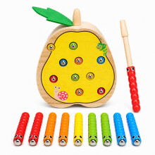 Wooden Poire Worm Catching Game with Magnetic Wand, Age 3+