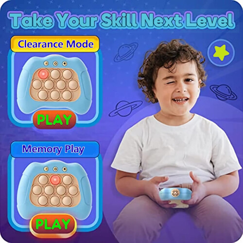 Quick Push Pop Game Fidget Toy for Kids Light Up Light Blue 1