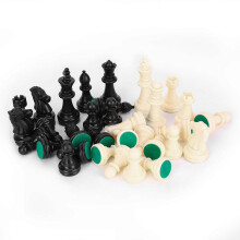 Keenso Chessmen Set, Plastic Chessmen Set International Chess Game Complete Chessmen Set With Lint Pad Black & White