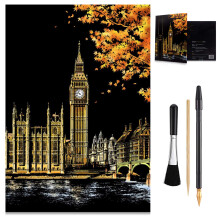 London Scratch Art Set for Teens & Adults, Rainbow Big Ben Scene