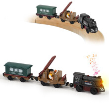3 Pcs Train Toy Set for Wooden Track - Magnetic Retro Battery Operated Train for Wooden Track Light Up Electric Train Toys for 3 4 5+ Years Old Kids