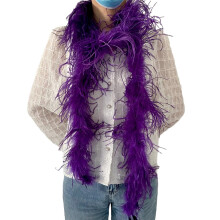 LONDGEN 1ply Purple Ostrich Feather Boa 2Yards for Dance Performance and 1926's Flapper Costume Accessory