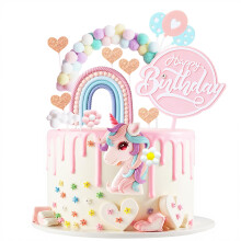 13PCS Handmade Unicorn Cake Topper, Magical Unicorn Cake Decorations Including Rainbow