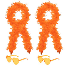 SHENYI 4Pcs Colorful Fancy Dress Feather Boa Set, 4ft Feather Boa with Heart Rimless Sunglasses for Women