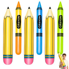 6 PCS Giant Inflatable Crayons, Party Favors Giant Pencil Props, Large Blow up Crayon Set for Kids Birthday Party, Classroom Decorations