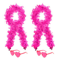 4Pcs Colorful Fancy Dress Feather Boa Set, 4ft Feather Boa with Heart Rimless Sunglasses for Women