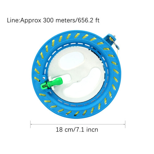 Reel for Kites with 7 Inch Spool, ABS Wheel Handle, 300m Line and Lock Function (Blue) 2