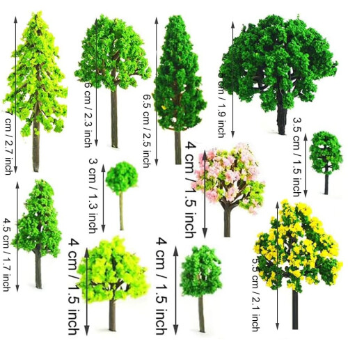 55 Pieces Model Building Trees, Model Trees Miniature Landscape Model Trees 1