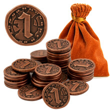 30 PCS Metal Coins for Board Games, Antique Copper Tokens with Face Value for DND, Tabletop RPG, Pirate Party & Game Night