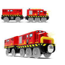 Train Toys Battery Operated Locomotive Train for Wooden Track, Motorized Train for Toddlers with Magnetic Connection, Compatible with Thomas, Brio