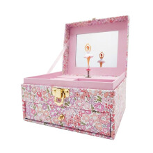 Girls Musical Ballerina & Drawer Jewellery Box - Jewellery Box with Mirror, Floral Pattern Gift for Kids