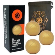 3 x Pro 115g Cascade Classic Juggling Balls - Thud Juggling Balls & Bag - Set of 3 Juggling Balls (Gold)
