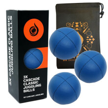 3 x Pro 115g Cascade Classic Juggling Balls - Thud Juggling Balls & Bag - Set of 3 Juggling Balls (Blue)