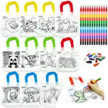 HahaMagic 12 Coloring Kids Party Bags with 12 Crayons(12-in-1)
