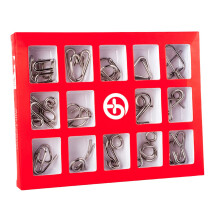 Set of 15 Brain Teaser Metal Wire Puzzles, Classical Mini Metal Puzzles Set