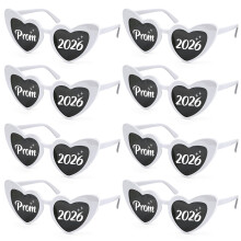 8 Pack Prom 2026 Glasses, 2026 Graduation Party Sunglasses Bulk Heart Shaped Square Prom Party Favours Graduation Gifts Photo Props for High School