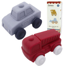 Ginbear Silicone Car Toys for Babys 2 Pack 9 M+ (Fire + Patrol)