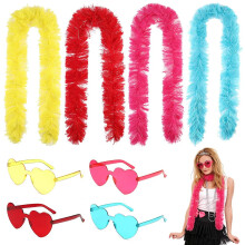 4PCS Colorful Feather Boas, Multipack Feather Boa for Women, for Dancing Wedding Party Cosplay Halloween