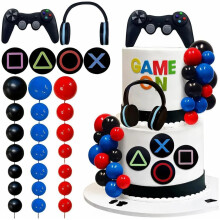30pcs Gaming Cake Topper Set,Game On Gamer Cake Decorations with Headset