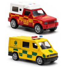 Model Car, 2PCS Toy Vehicles Set Friction Powered Vehicle Ambulance Toy Diecast Model Cars