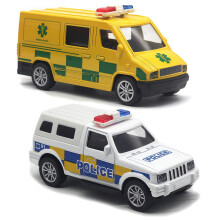 Model Car, 2PCS Toy Vehicles Set Friction Powered Vehicle Ambulance Toy Diecast Model Cars, 1:43 Scale Emergency Vehicle Toys Souvenir Gifts