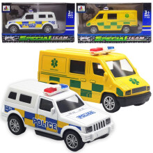 Model Car, 2PCS Toy Vehicles Set Friction Powered Vehicle Ambulance Toy Diecast Model Cars Alloy Pull Back Vehicles Toys 1:43 Scale Emergency Vehicle
