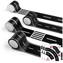 Removable Road Tape for Toy Car Road Tape Stickers for Kids, 4 Rolls Roadway Tape with Curves