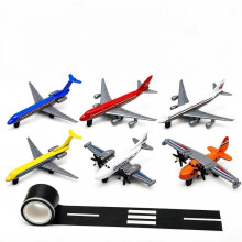 6 Pack Aeroplane Toys with Runway Tape, Alloy Aircraft Models