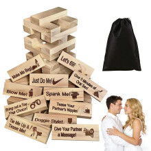 Adult Wooden Lust Tower, 48Pcs Couples Games for Adults with Storage Bag, Stacking Tower Game Gifts for Date Nights Valentines Day Romantic Activity