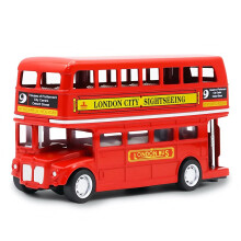 Bus Toy Double Decker, Bus Double Decker Red Models Toy, 1:64 Scale Pull-Back Car,Models Pull Back City Car Accessories for Kids