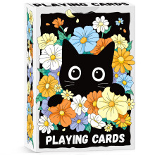 2Pack Playing Cards Black Cat Playing Cards,Floral Cute Cats Themed Cards