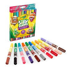 CRAYOLA - Silly Scents Washable Double Tip Maxi Scented Markers Pack of 10-20 Colours and 20 Different Fragrances for School and Leisure