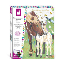 Janod - Paint by Numbers Set - Horses - 2 Make-Your-Own Pictures - WaterCOLOR_NAME Painting - Les Ateliers du Calme