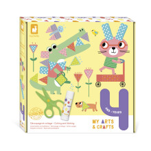 Janod - My Arts and Crafts - 4 Years and up - Decoupage and Gluing Kit - 4 Pictures - Children's Arts and Crafts Kit