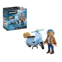 Playmobil | Cars | 80 Years of Vespa: Iconic Style | Light blue anniversary Vespa with trendy figure