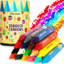 TinyGeeks 18 Colors Jumbo Crayons - Non-Toxic & Washable Crayons for Toddlers Ages 1-3 & Kids Ages 4-8 - Easy-to-Hold - Large
