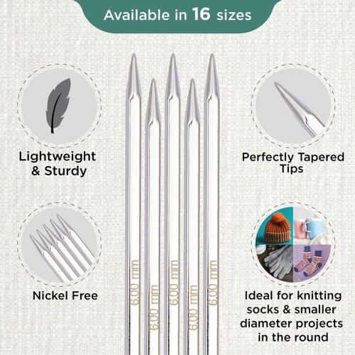 KnitPro Nova Cubics Double Pointed Needles 6" (15cm) | 6.00mm 2