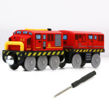 EVERGD Locomotive Battery Powered Traction Toy Train Set with Sound and Lighting Magnetic motorized toy train Set Wooden Railway Set Add on