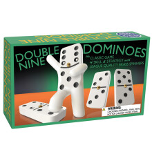 House of Marbles Double Nine Dominoes Set with Brass Centre Spinners and Solid Plastic Tiles, Traditional Family Strategy Game for Adults and Children